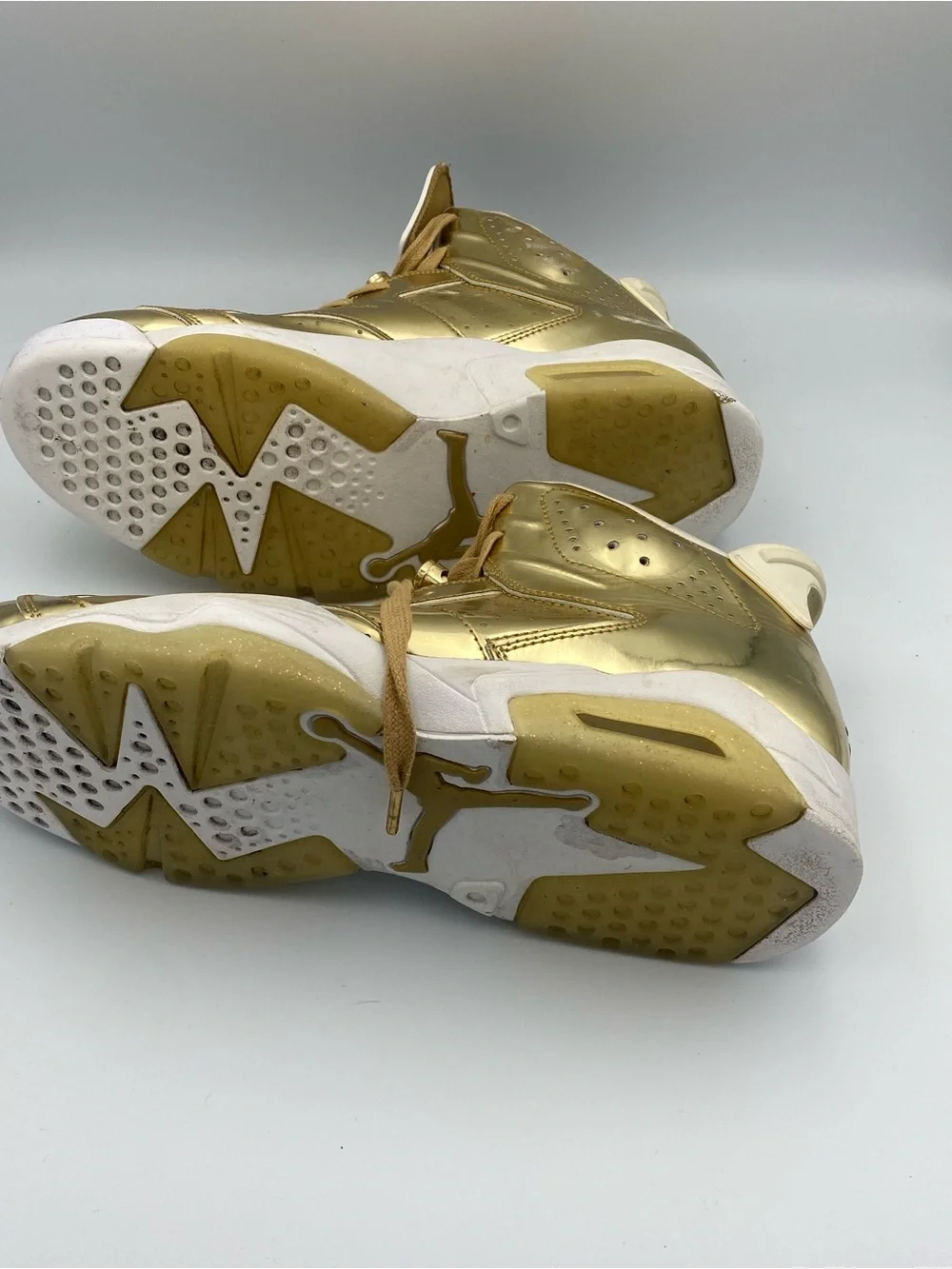 Jordan Metallic Gold High Top Sneakers with White Interior